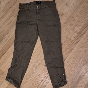 White House Black Market Olive Straight-Leg Utility Jeans